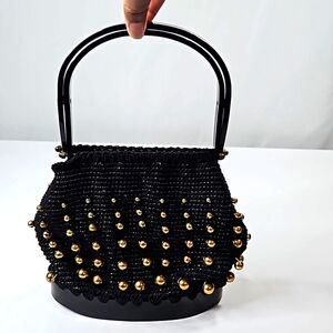 Black Gold Embellishments Evening Bag